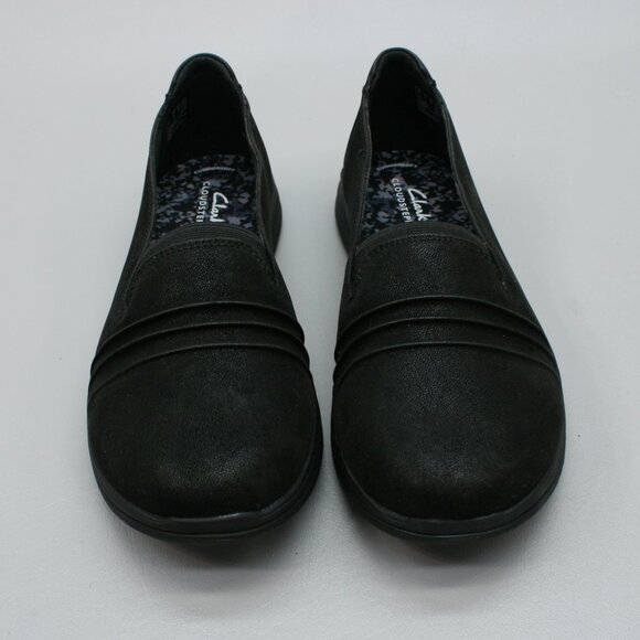 Clarks Ladies 9 Wide Breeze Sol Black Cloudsteppers Shoes Slip-on Loafers Flats - Picture 5 of 12